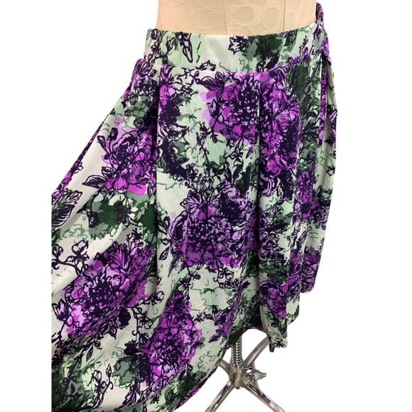 Small LulaRoe Madison Skirt Flare Pockets Green Purple - Picture 5 of 8